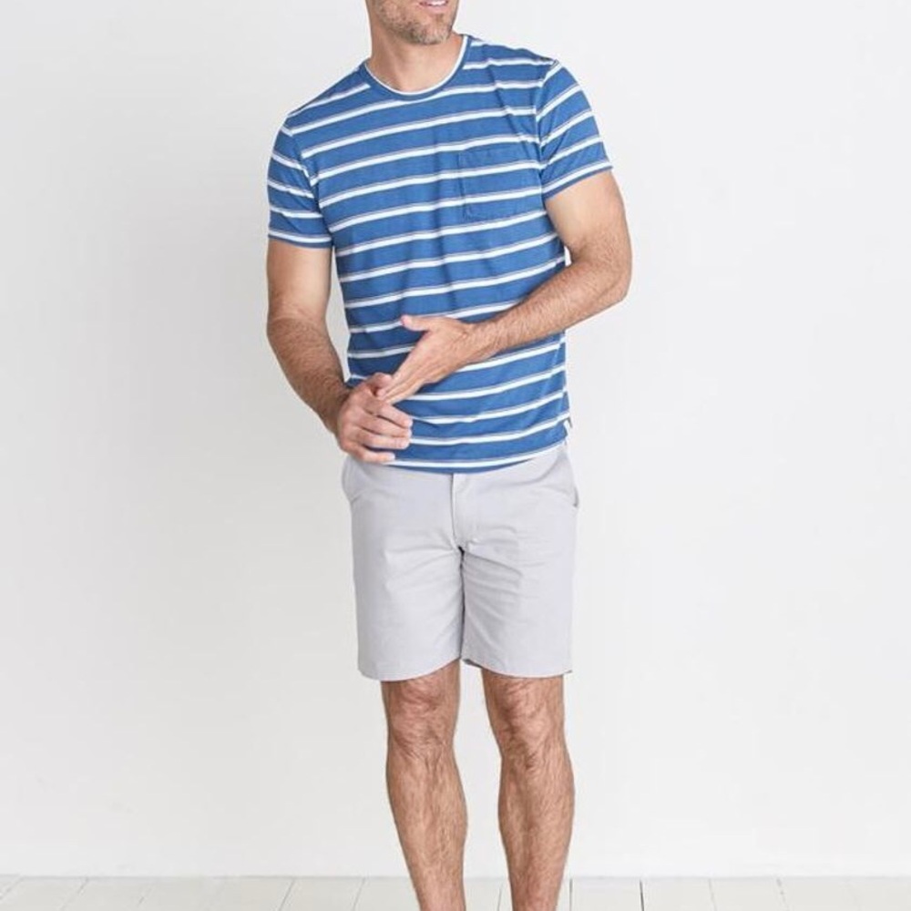 Marine Layer Saddle Pocket T-Shirt Large Indigo Stripe Pullover Short Sleeve Tee